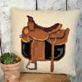 Saddle Up ~ Wool Hooked Pillow