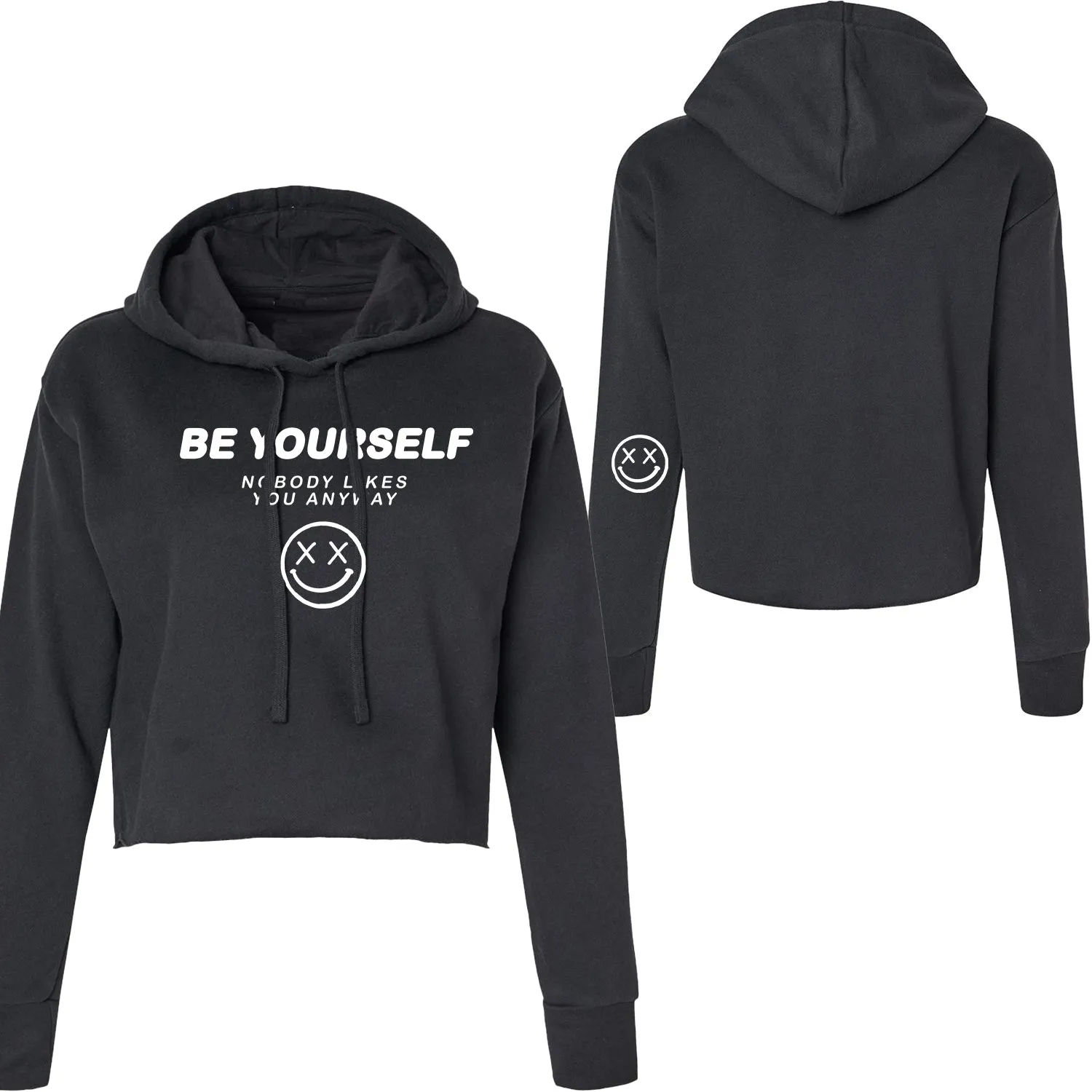 Salty Savage Ladies "Be Yourself" Cropped Hoodie | Black/White