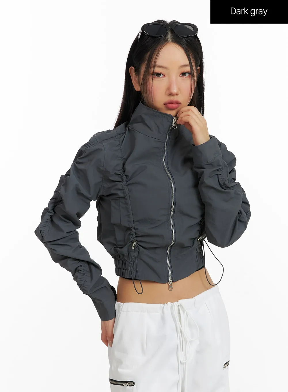 Shirred Nylon Crop Jacket CF414