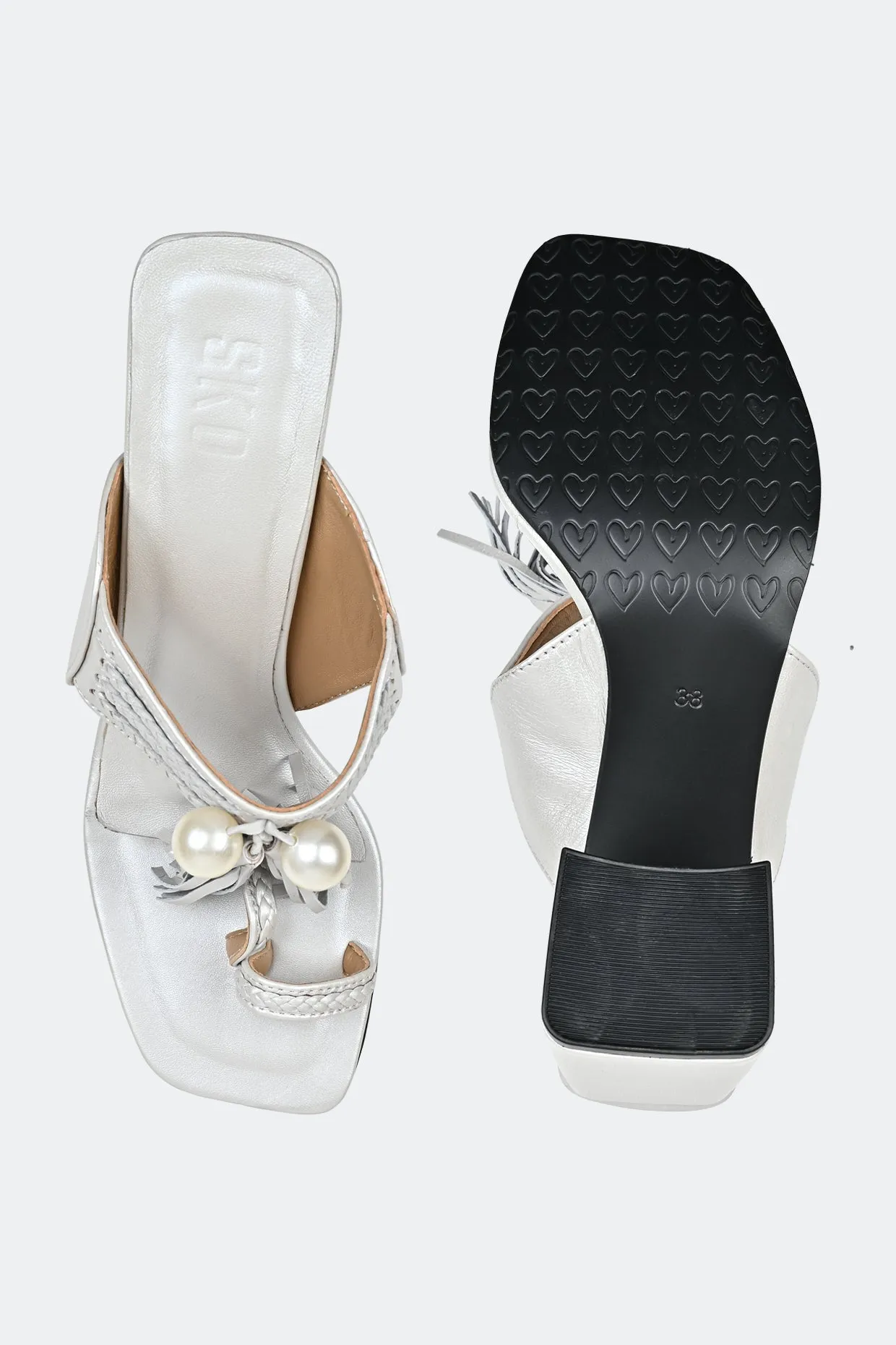 Silver Kolhapuri Heel For Women