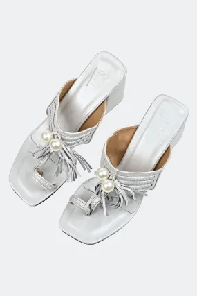 Silver Kolhapuri Heel For Women