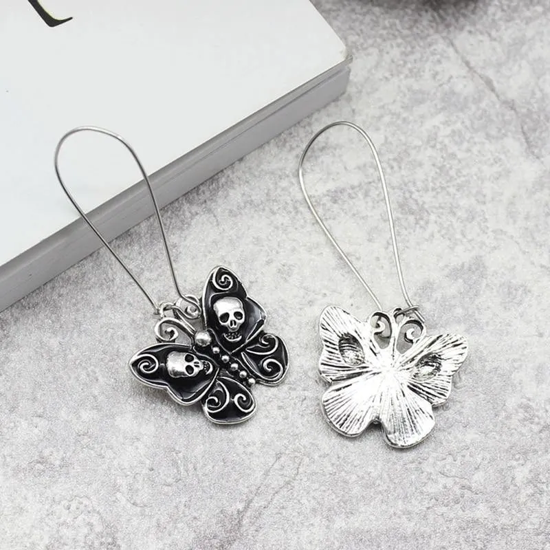 Skull Butterfly Dangle Earrings