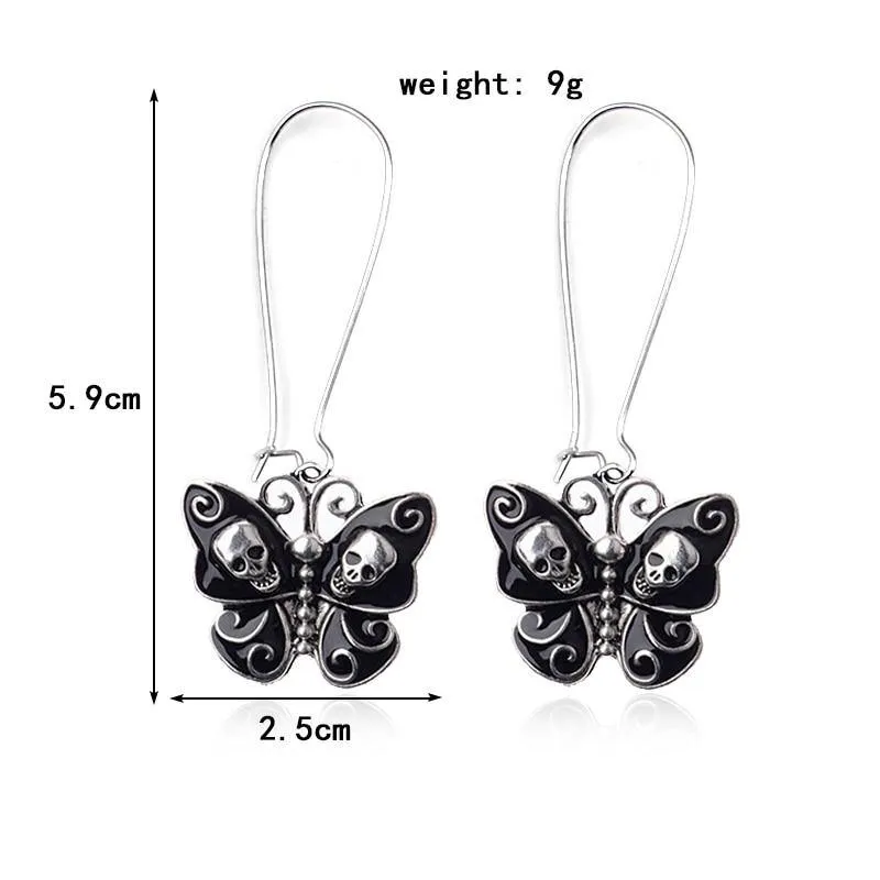 Skull Butterfly Dangle Earrings