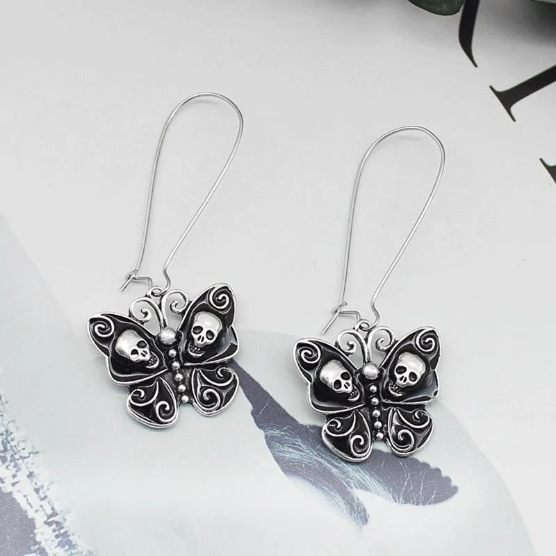 Skull Butterfly Dangle Earrings