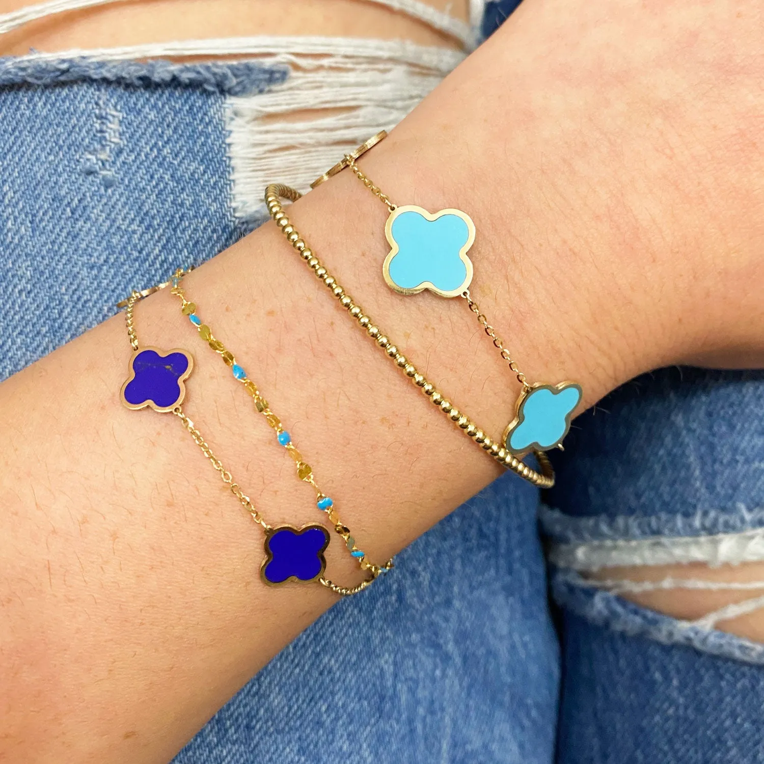 Small Lapis Clover Bracelet