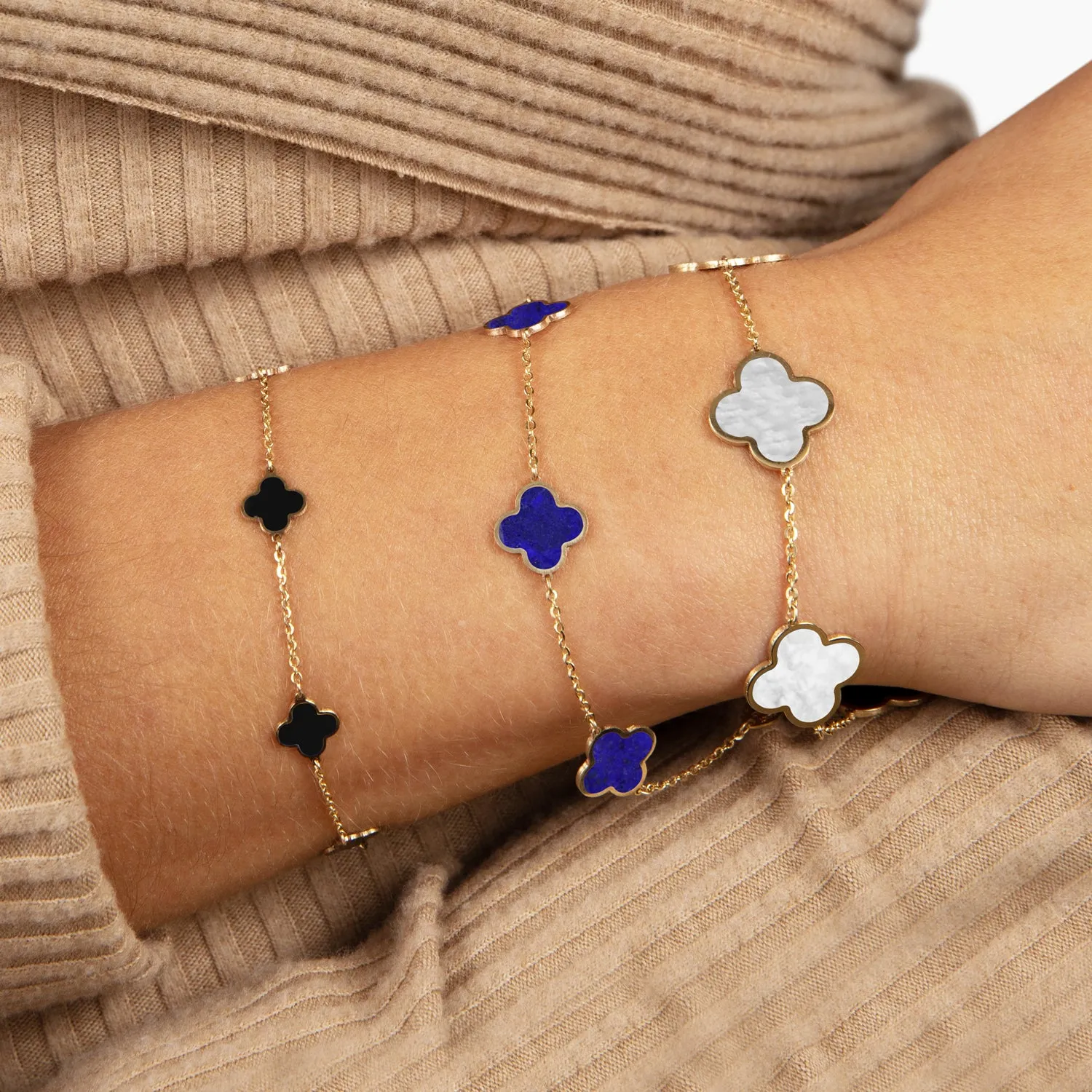 Small Lapis Clover Bracelet