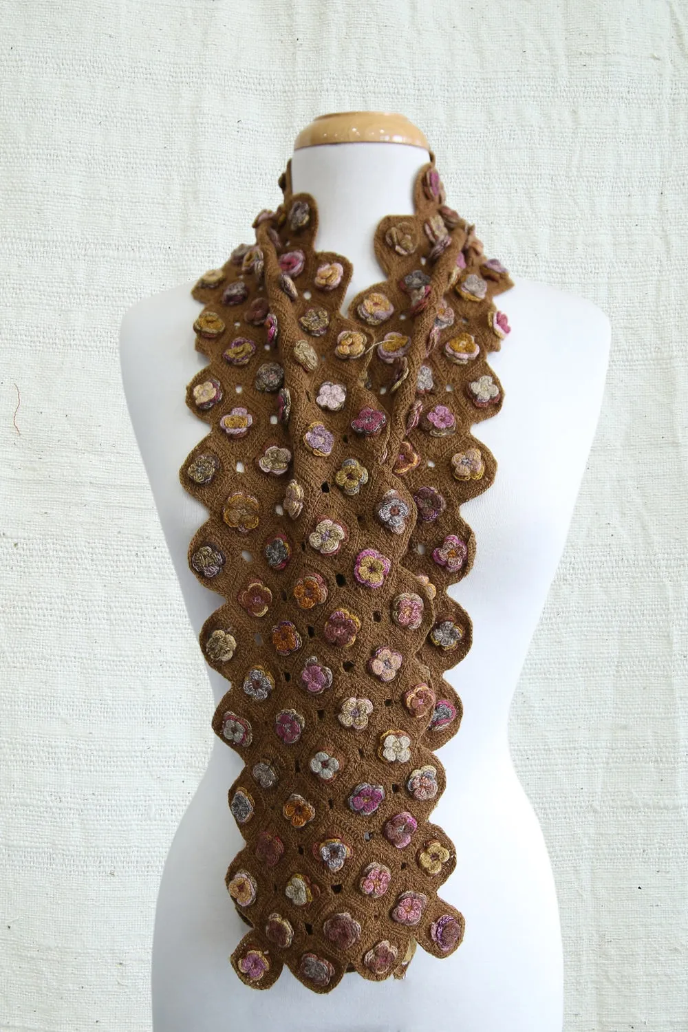 SOPHIE DIGARD ZEF WOOL CROCHET SCARF CARAMEL