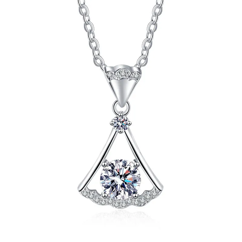 Sterling Silver Fancy Skirt Moissanite Necklace