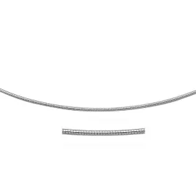 Sterling Silver Round Omega Style Chain Necklace with Rhodium Plating