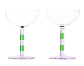 Striped Coupe Glasses Set  - (two colors)