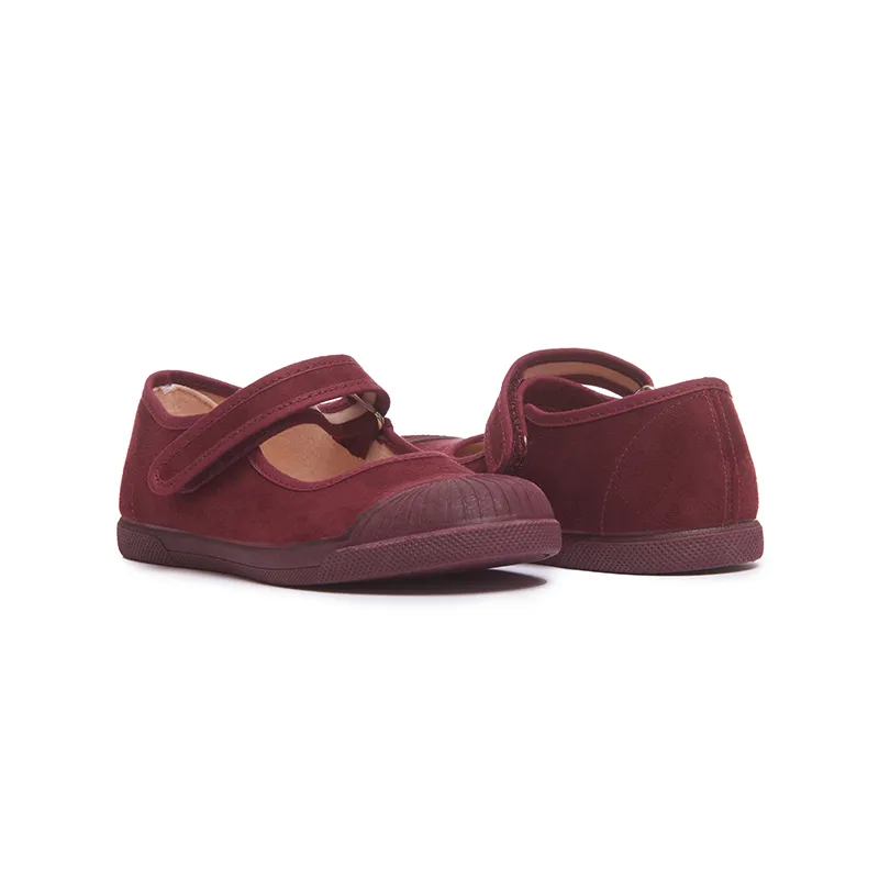 Suede Mary Jane Sneakers in Burgundy