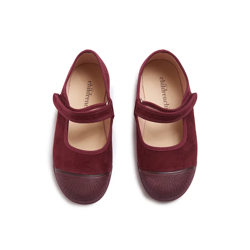 Suede Mary Jane Sneakers in Burgundy