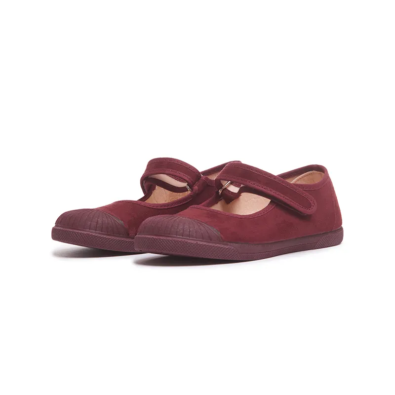 Suede Mary Jane Sneakers in Burgundy