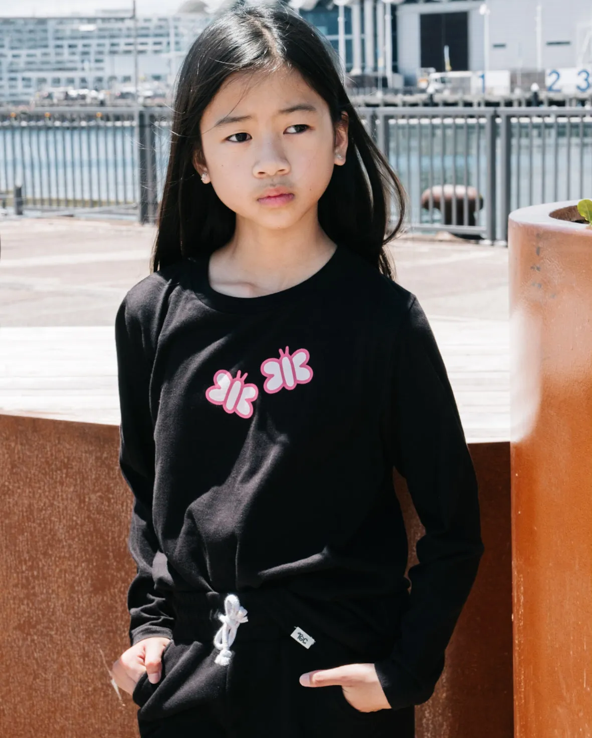 TGC Happy Is Beautiful Black LS Tee