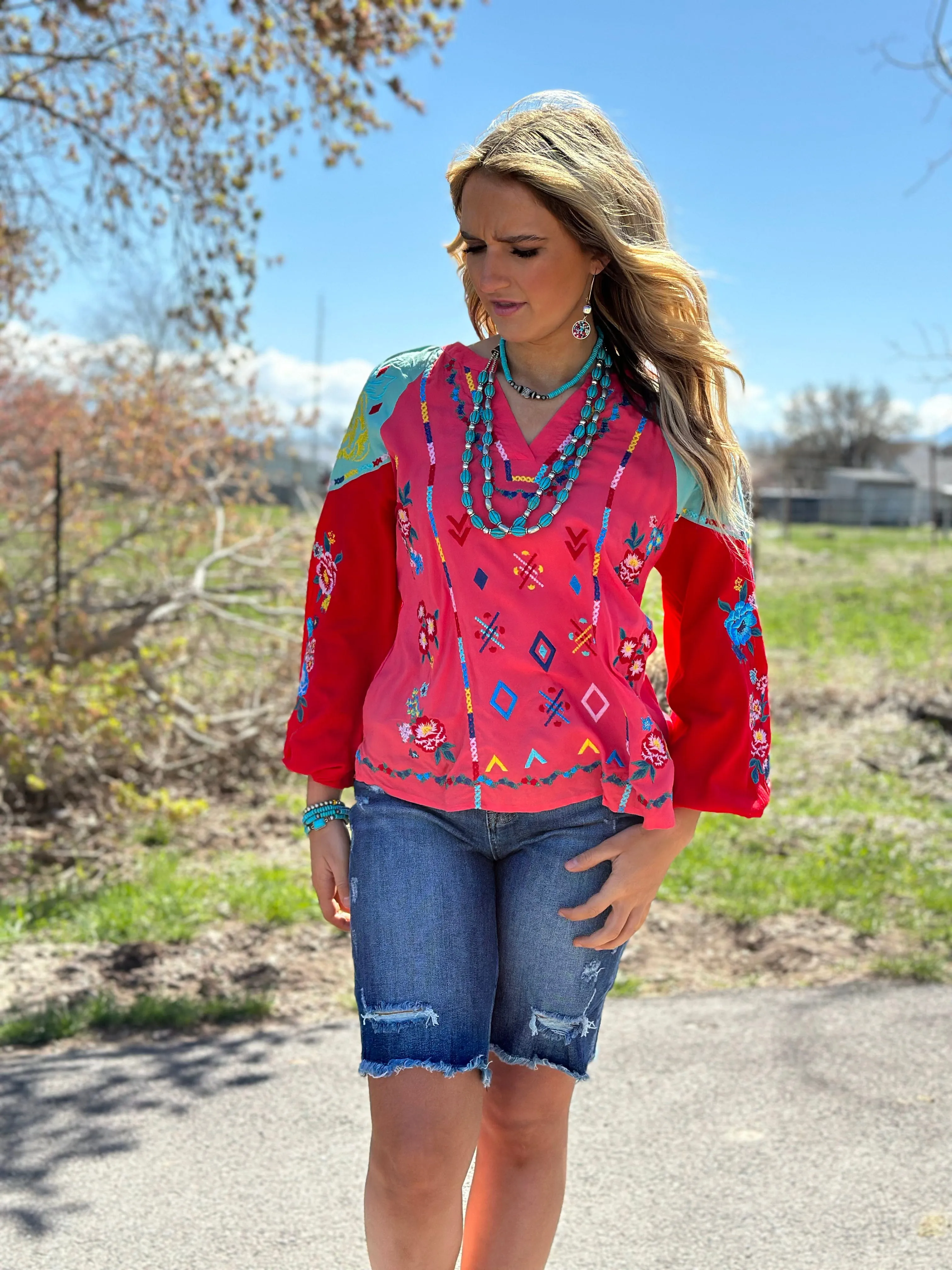 The Fall Let’s  Fiesta Embroidered Top