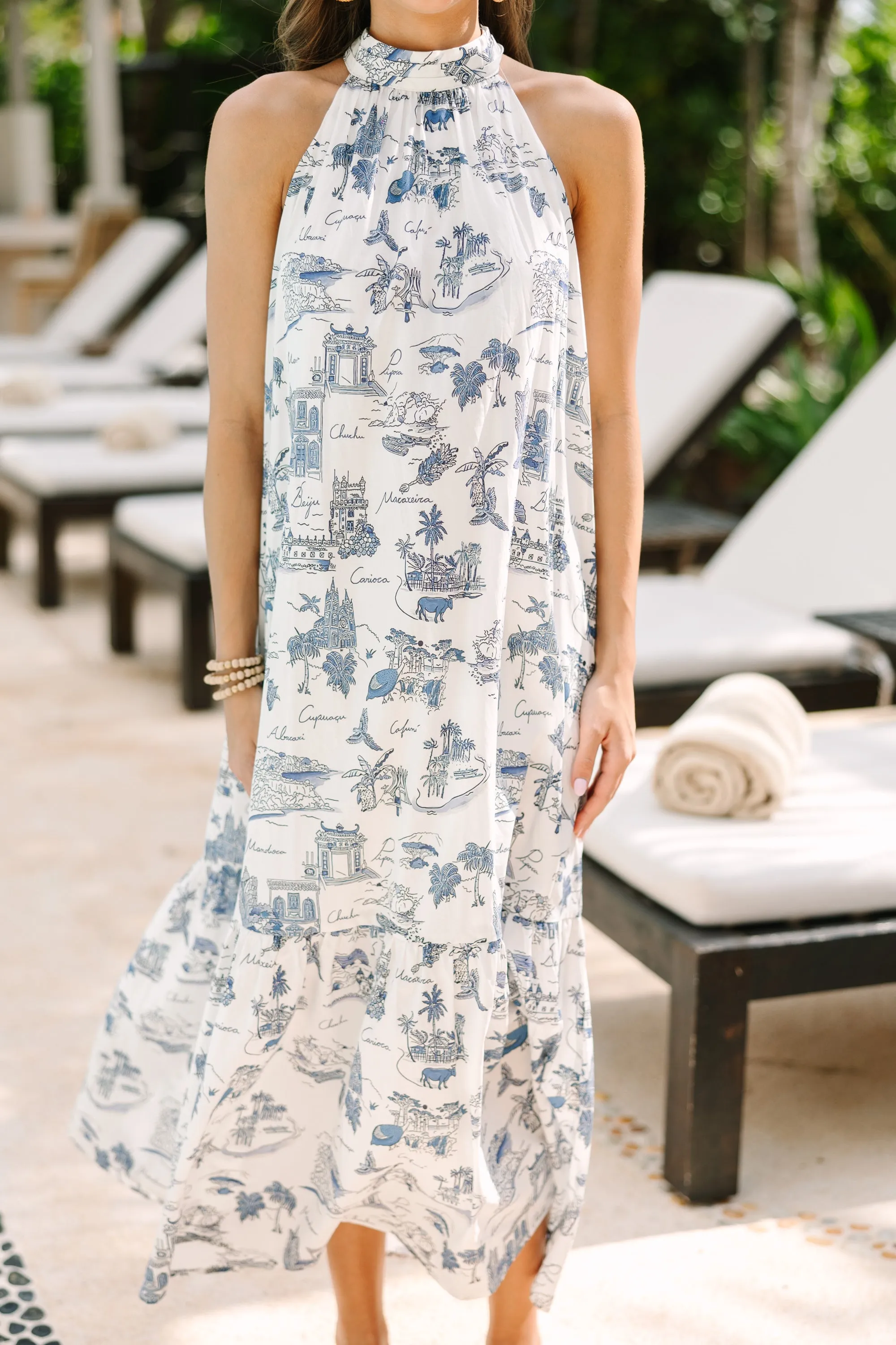 Time Passes On White Toile Midi Dress