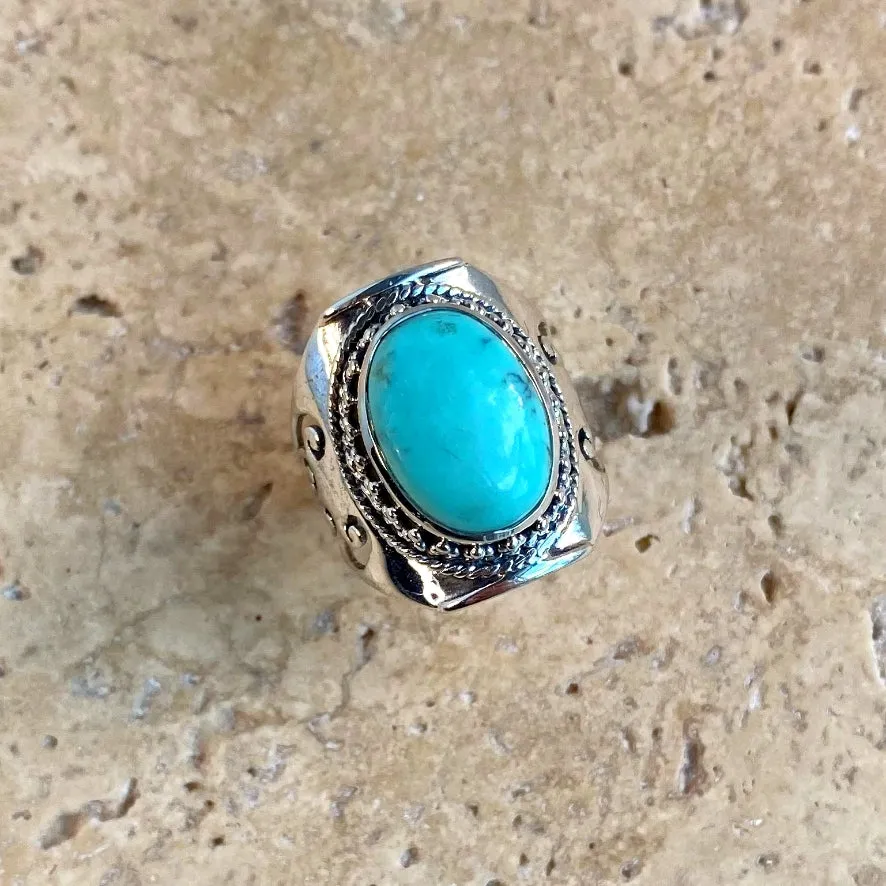 Turquoise Oval Gemstone Ring - Jali