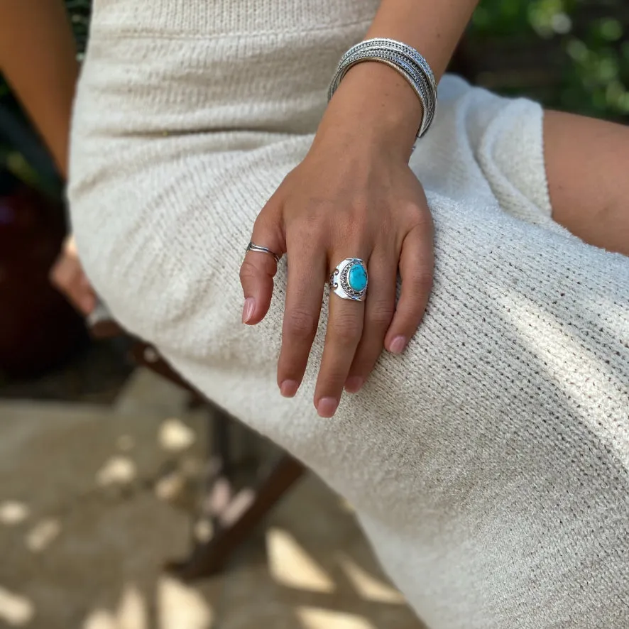 Turquoise Oval Gemstone Ring - Jali