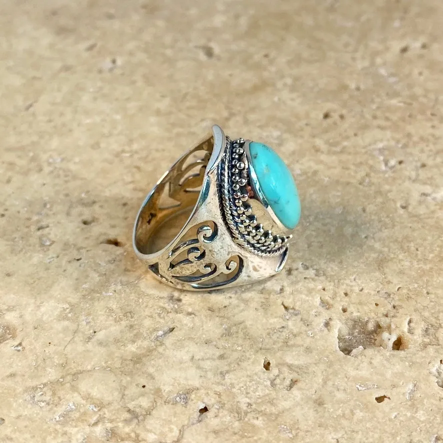 Turquoise Oval Gemstone Ring - Jali