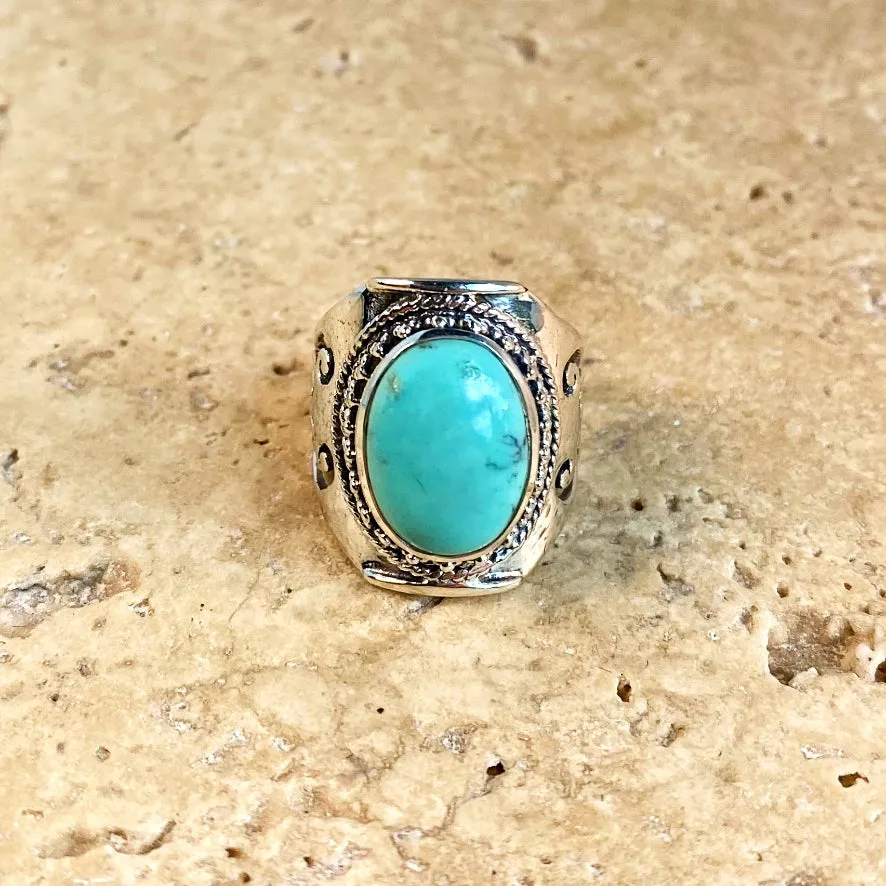 Turquoise Oval Gemstone Ring - Jali