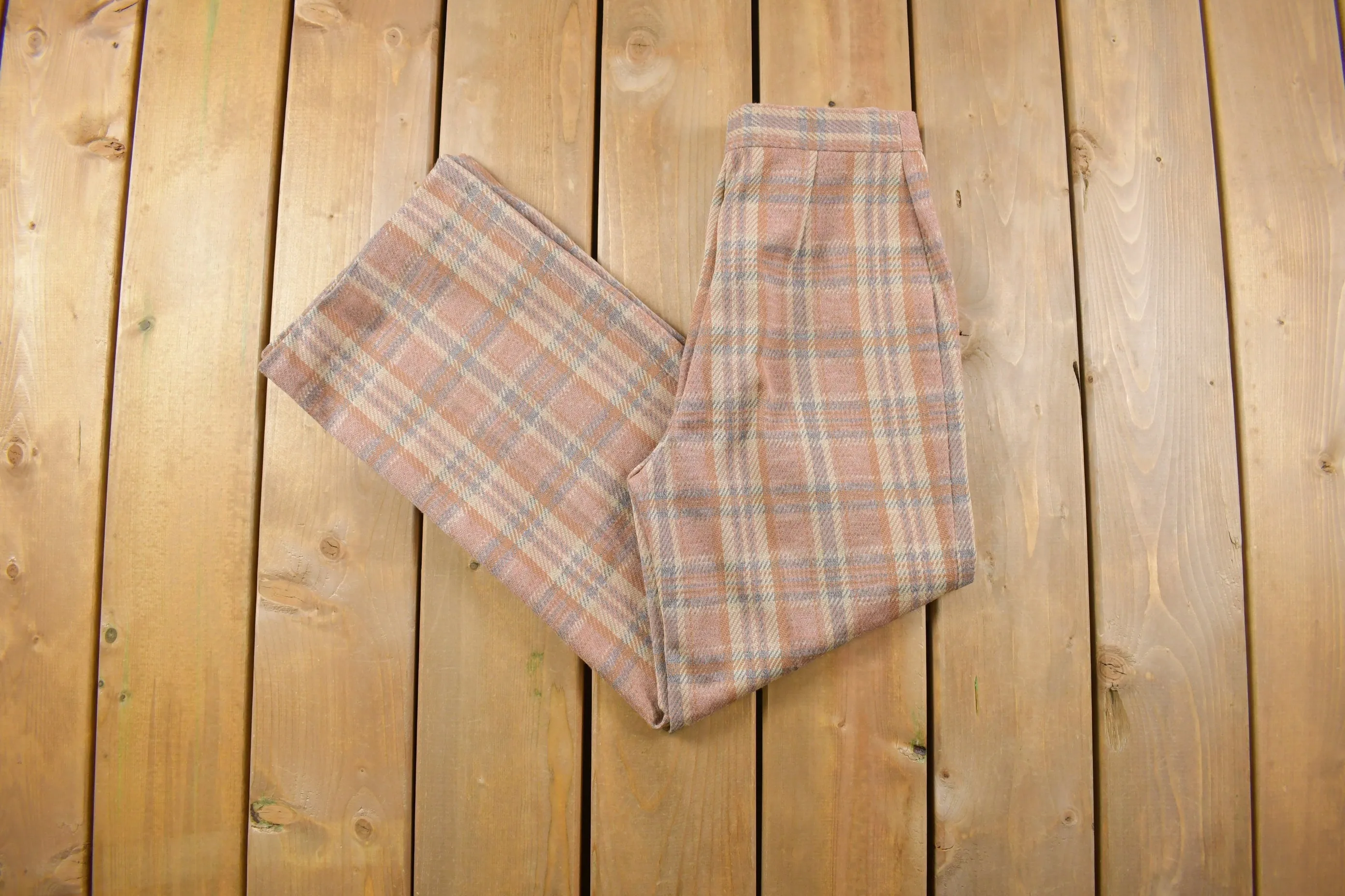 Vintage 1960s Jack Winter Wool Plaid Pants / Size 24 x 27 / True Vintage / Bottoms / Vintage Pants / Retro Style / Made in USA