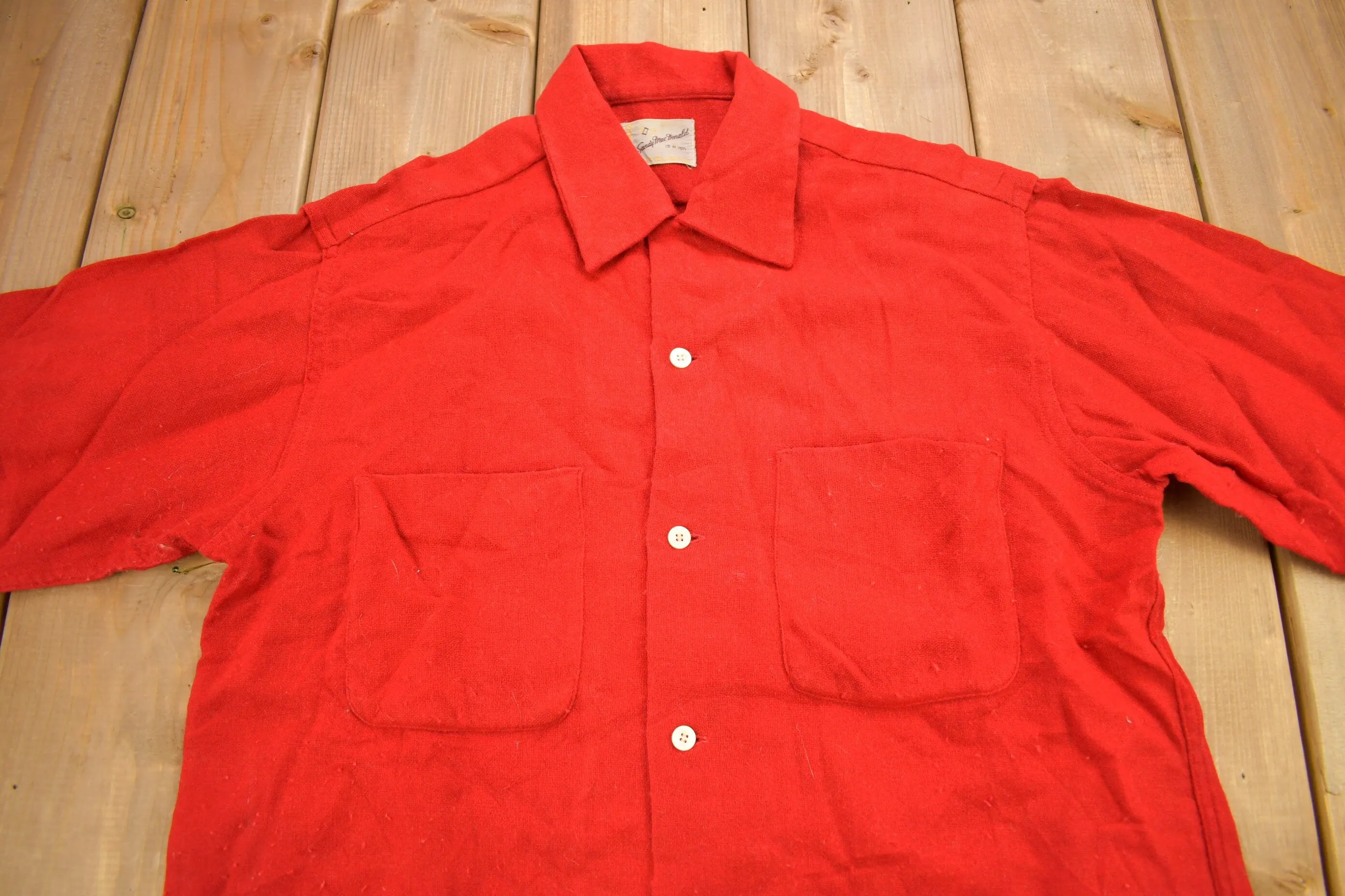 Vintage 1970s Sandy Mac Donald Red Button Up Shirt / 1970's Button Up / Vintage Shirt / True Vintage / Solid Button Up