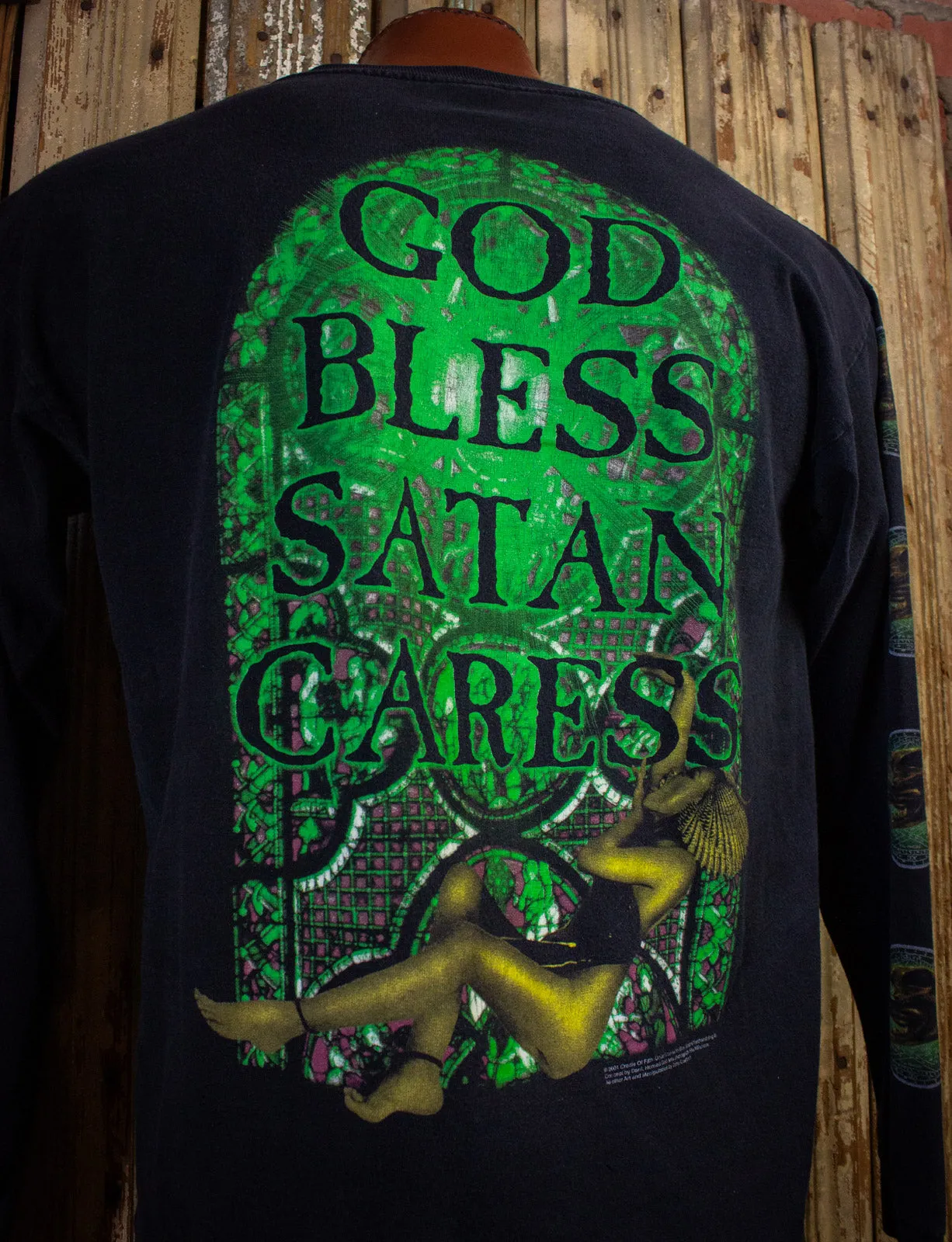 Vintage Cradle of Filth Concert T Shirt God Bless Satan Cares 2001 Large