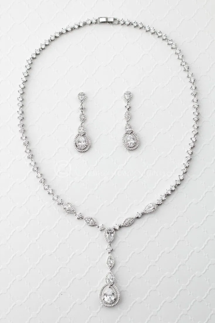 Vintage CZ Necklace and Earrings Set