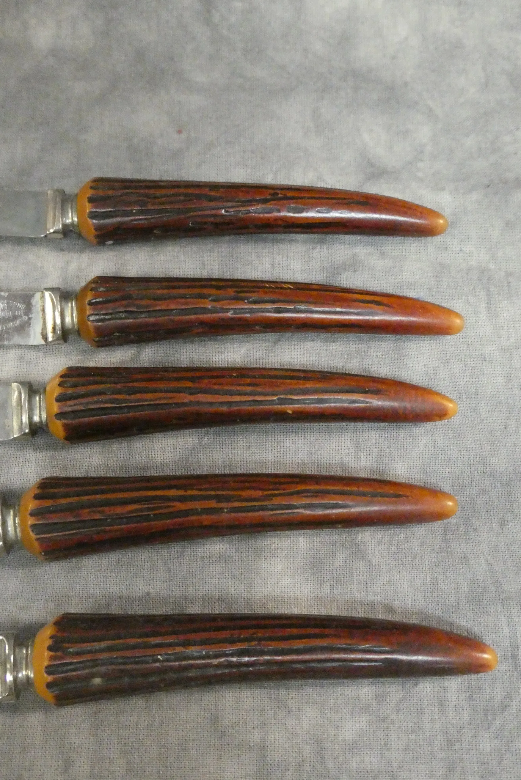 Vintage E. Parker & Sons Antler Knives  - Set of 5