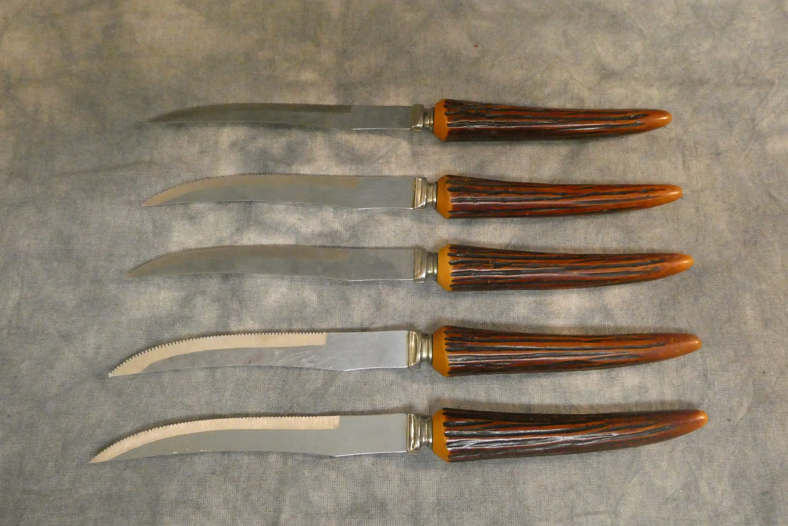 Vintage E. Parker & Sons Antler Knives  - Set of 5