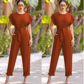 Vintage Fashion Short Sleeve Jumpsuit