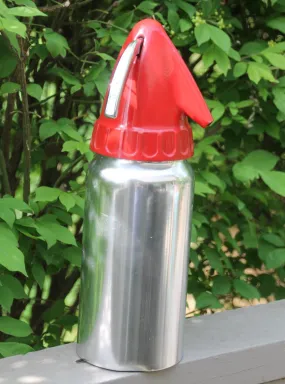 Vintage Seltzer Bottle by Sparklet. Metal and Red Enamel Barware. Made in the USA. Bar Bottle. Acid Label