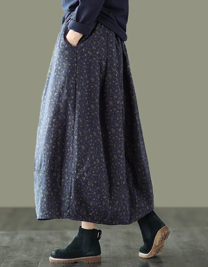 Winter Autumn Cotton Floral Skirt