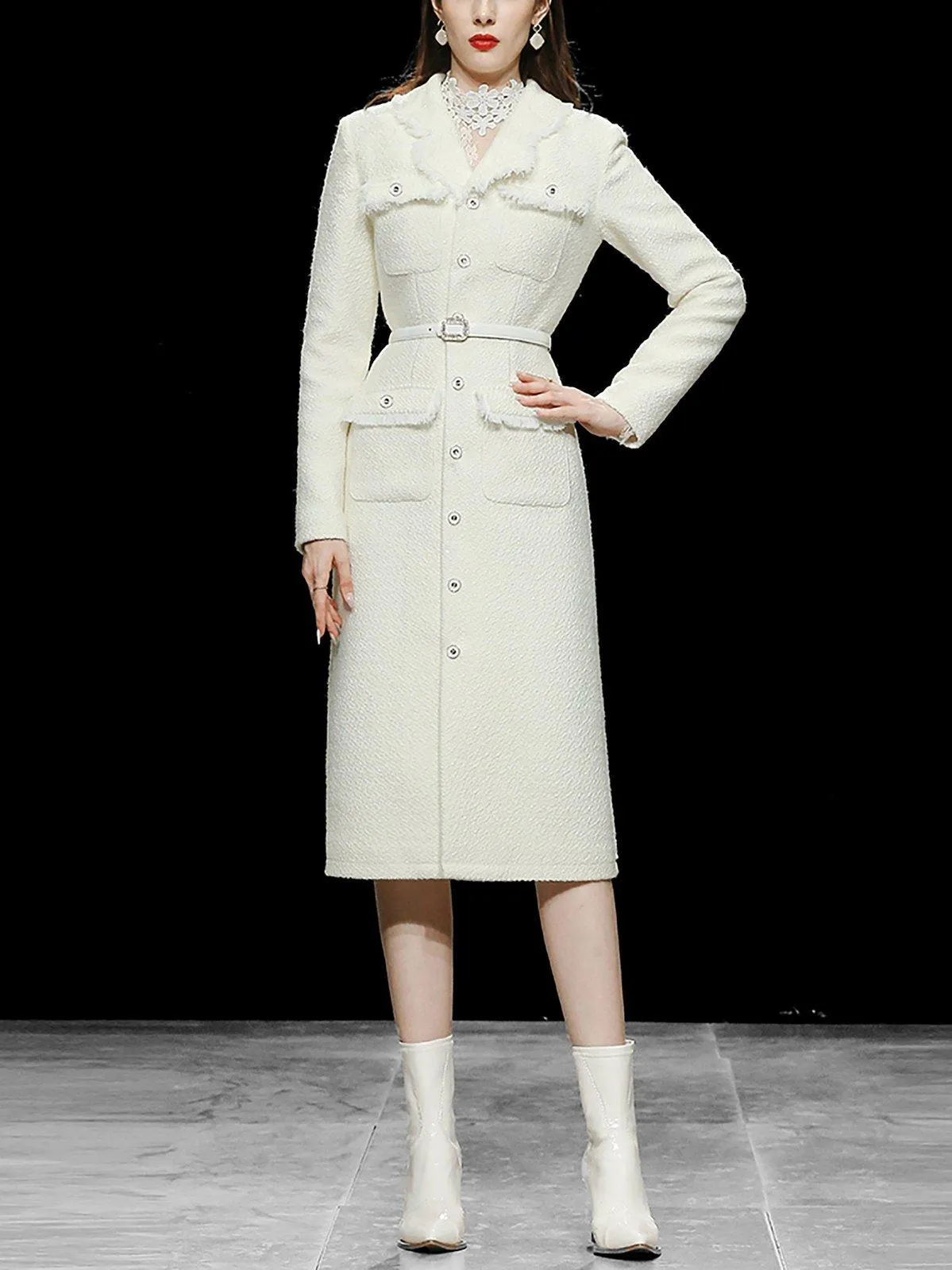 Women White Long Wool Coat,Fitted tweed Coat,Wool Long coat,Wool Trench coat,Winter coat women,Purple Wool Coat,Women Overcoat Vivian7 W101