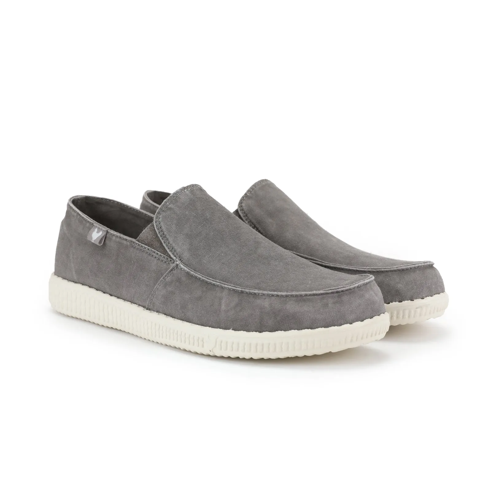 WP150 Slate Grey Washed Canvas Slip-On Loafers