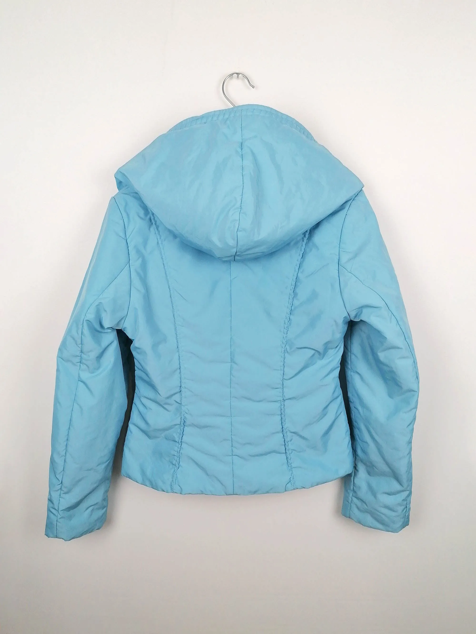 Y2K Snow Image Pastel Blue Fitted Jacket with Hood - size S-M