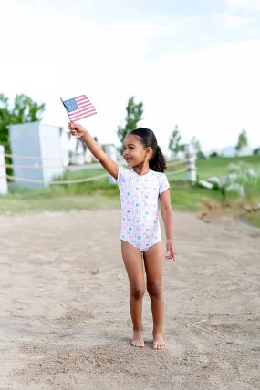 Zoey Swim in Patriotic Flags